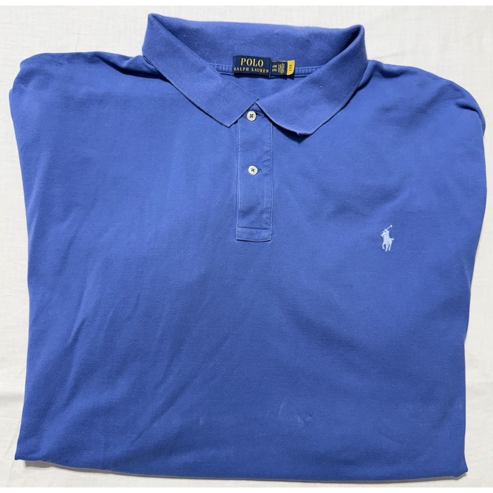 Polo Ralph Lauren Mens Polo Shirt 4XB Blue Short Sleeve Classic Fit Logo